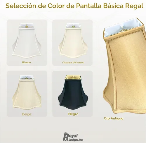 Vista 6 de Royal Designs, Inc. Serie Regal, pantalla de lámpara de campana cuadrada elegante, 4 x 10 x 8.5 pulgadas, Oro Antiguo