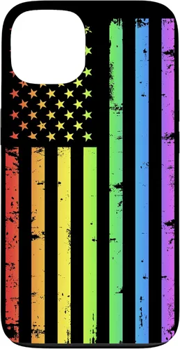 Vista 7 de Funda LGBT para iPhone 17 con diseño de bandera estadounidense arcoíris
