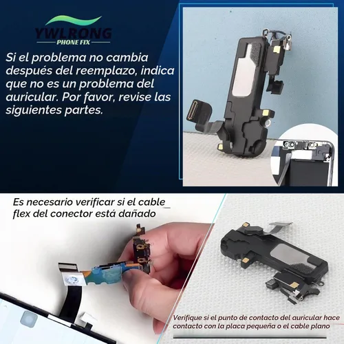 Vista 3 de Altavoz auricular para iPhone 12 Pro Max Reemplazo de altavoz de oído para iPhone 12 Pro Max reemplazo de altavoz sensor de proximidad luz cable