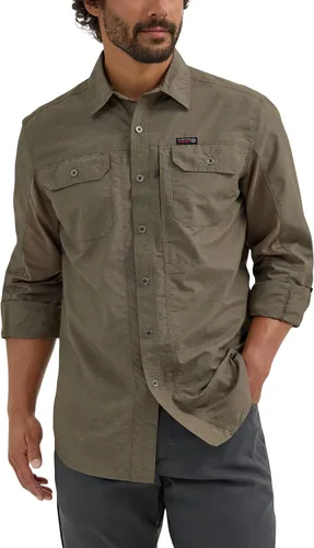 Vista 13 de ATG de Wrangler - Camisa de manga larga para hombre, de material mixto Negro