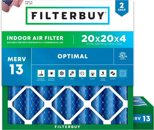Vista 69 de Filterbuy Filtro de aire MERV 13 de 8 x 14 x 1 pulgadas, protección óptima contra el humo y la alergia (paquete de 2), filtros electrostáticos