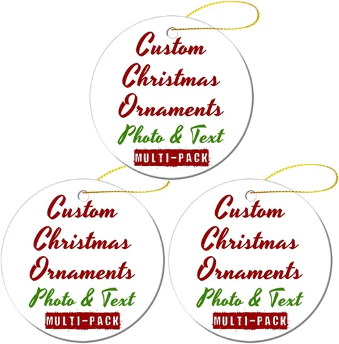 Vista 7 de Adornos de Navidad personalizados, texto fotográfico, haz tu propio adorno de cerámica de porcelana, regalo de recuerdos para decoración de Navidad