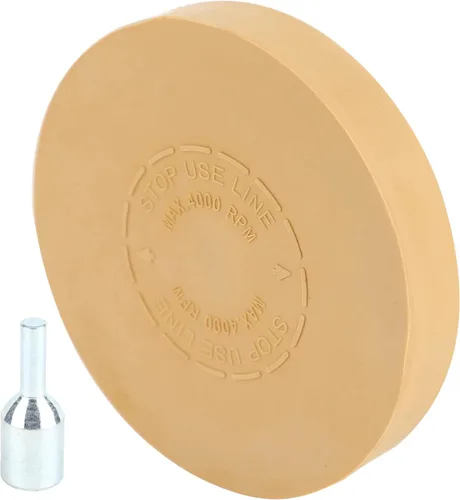 Vista 7 de Rueda de goma para borrar, rueda de borrador de calcomanías, almohadilla de 4 pulgadas con adaptador de taladro, herramienta de eliminación