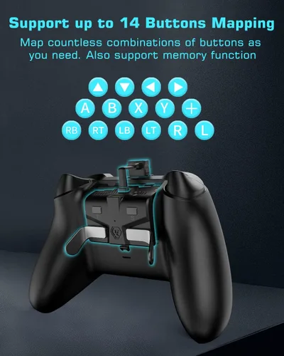 Vista 3 de AOLION - Paletas de control para controlador Xbox Series S X, paletas AOLION Xbox con función de memoria2 botones traseros de metal de programación