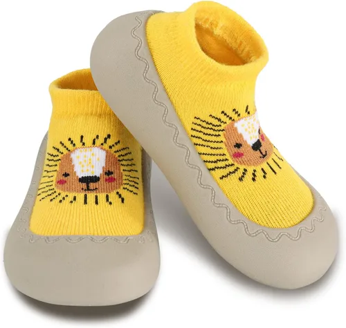 Vista 2 de SEBELLST Zapatos de calcetín para bebé, suela de goma animal, antideslizante, para interiores, para primeros pasos, zapatos de piso para niños