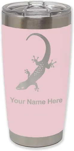 Vista 13 de LaserGram 20oz Vacuum Insulated Tumbler Mug, Gecko, Personalized Engraving Included (Black)