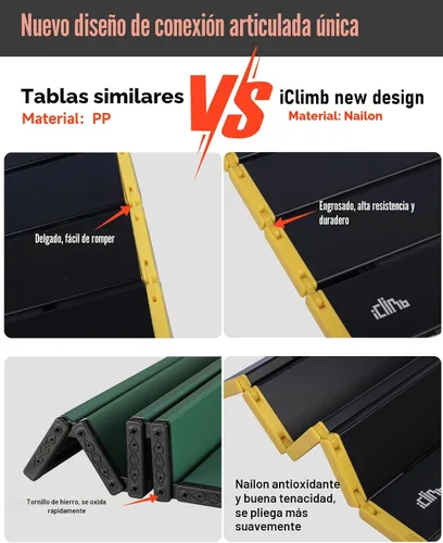 Vista 4 de iClimb - Mesa de camping ultraligera y compacta plegable con bolsa de transporte (color negro - L) con bolsa de transporte, para camping