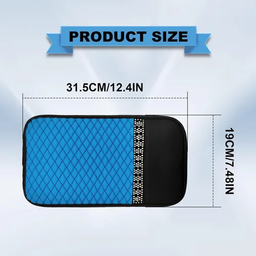 Vista 2 de Funda de cuero brillante para consola central de automóvil, protector de consola central de automóvil, alfombrilla de almacenamiento para Azul