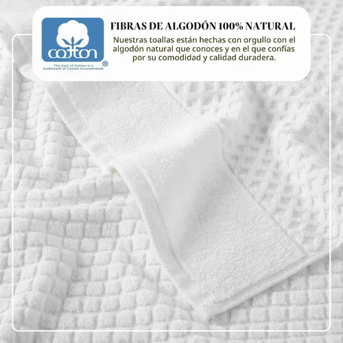Vista 2 de Great Bay Home - Toallas de mano 100% algodón blanco, 6 toallas de baño suaves para manos, altamente absorbentes y de secado rápido, colección 01