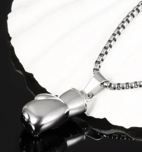 Vista 22 de Hamoery Collar con colgante de cadena de guante de boxeo de acero inoxidable punk para hombres y mujeres