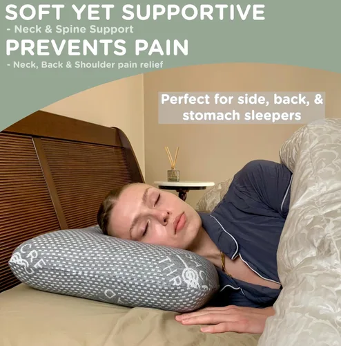 Vista 3 de Sacred Thread Almohada de espuma viscoelástica, espuma viscoelástica adaptativa para aliviar la presión, almohada ortopédica con funda