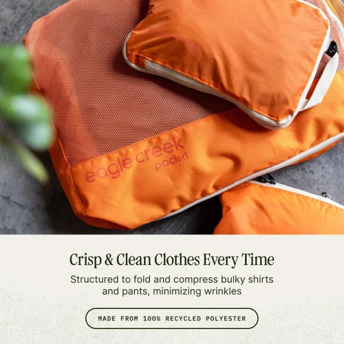 Vista 3 de Eagle Creek Pack-It - Carpeta original para ropa, bolsa de viaje con alas de compresión para maximizar el espacio del equipaje, asa superior