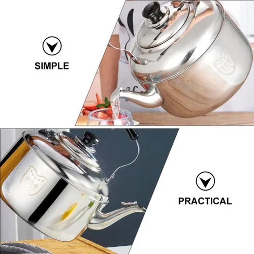Vista 4 de Luxshiny Hervidor de té de gran capacidad, tetera silbante, cómoda manija aislada, hervidor de agua de acero inoxidable de grado alimenticio