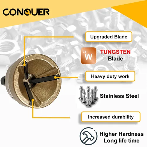 Vista 2 de Conquer Tools Ultimate Precision Bundle: Juego de herramientas de chaflán de desbarbado con hoja de tungsteno premium y barra de extensión magnética
