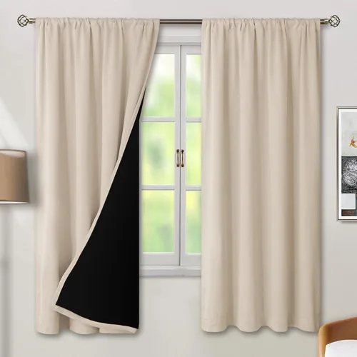 Vista 19 de BGment - Cortinas opacas para sala de estar de 63 pulgadas de largo, juego de 2 paneles, cortinas para oscurecer toda la habitación, cortinas