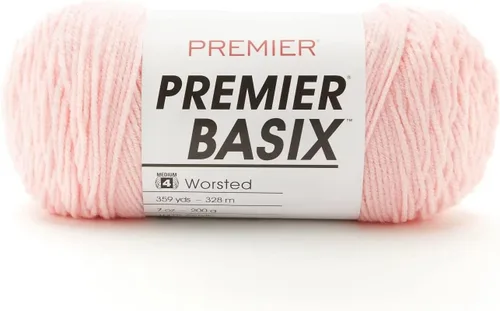 Vista 25 de Premier Yarns Basix, hilo de estambre sólido, hecho de acrílico, hilo ideal para ganchillo y tejido, color blanco, 359 yardas