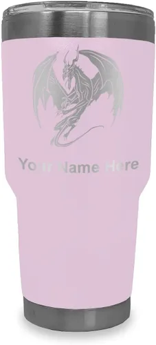 Vista 22 de LaserGram Vaso aislado al vacío de 20 onzas, dragón, grabado personalizado incluido (negro)