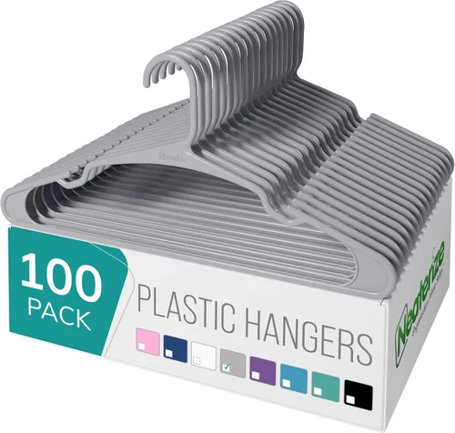 Vista 8 de NEATERIZE Perchas de Ropa de Plástico Paquete de 100 para Adultos - Perchas de Plástico, El Colgador Perfecto para Abrigos y Perchas de Ropa que