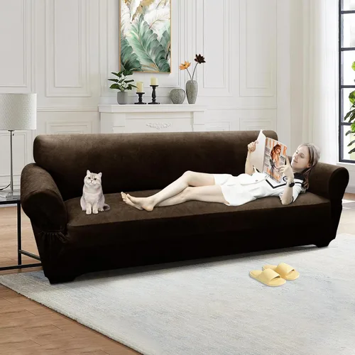 Vista 140 de Fundas para Sillón de 2 Piezas con Cojín en T, Fundas de Aspecto de Cuero para Sofá, Fundas para Sillas, Protector de Muebles Elástico, Funda