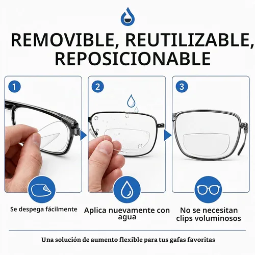 Vista 6 de Calabria Hydrotac OPTX 20/20 Lentes de Lectura Bifocales Adhesivas de Aumento para Gafas de Sol Reutilizables