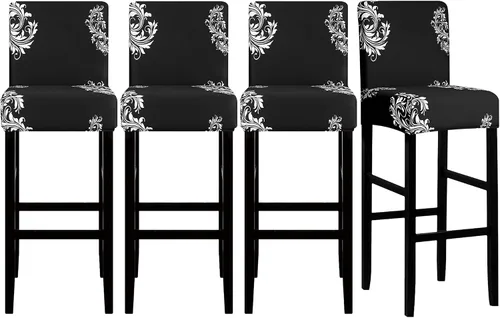 Vista 38 de Lellen Juego de 2 fundas para taburetes de bar, fundas jacquard para taburetes de bar, fundas deslizables elásticas para taburetes de bar