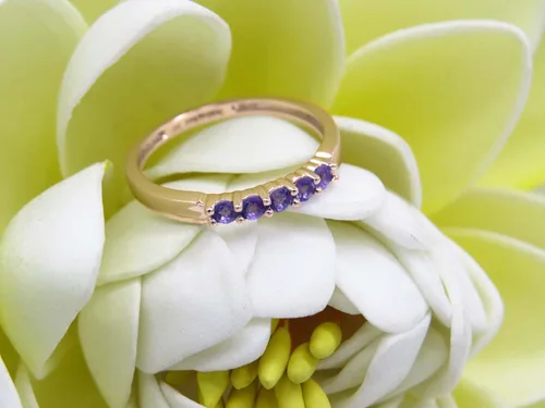 Vista 80 de Dazzlingrock Collection Anillo de boda redondo de 5 piedras preciosas o diamantes para mujer en oro macizo de 10 K/14 K/18 K