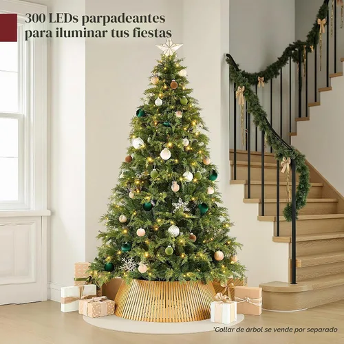 Vista 4 de Best Choice Products - Árbol de Navidad artificial preiluminado de cedro y ciprés, de 6 pies, con luces parpadeantes, decoración festiva iluminada