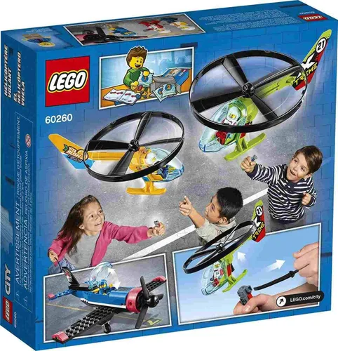 Vista 2 de LEGO City Air Race 60260 - Helicóptero volador de juguete, incluye 2 helicópteros Ripcord, juguete de avión de acrobacias, 2 pilones, más Rivera