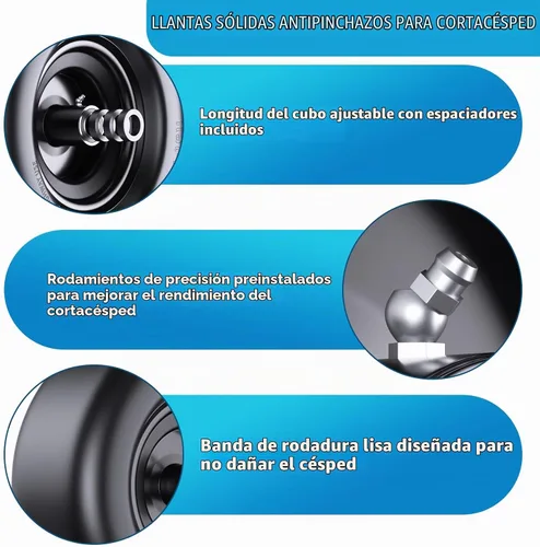 Vista 8 de Conjunto de neumáticos y ruedas planas de 11 x 4.00-5 pulgadas, ajuste universal de 11 x 4.00-5, ruedas sólidas para uso residencial y comercial
