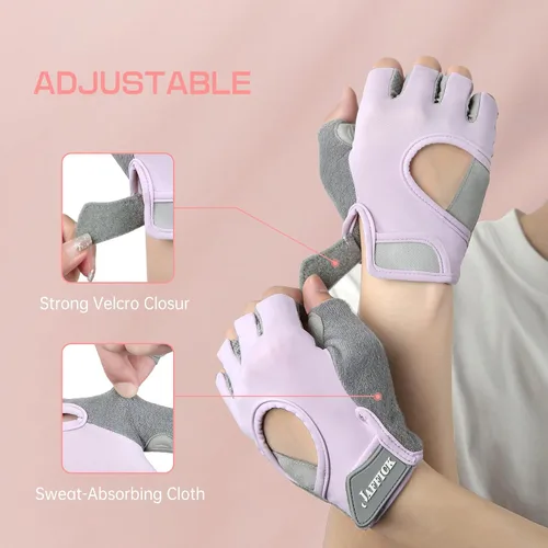 Vista 4 de Jaffick Guantes de entrenamiento ligeros para mujer Guantes de fitness transpirables con agarre antideslizante para gimnasio, levantamiento