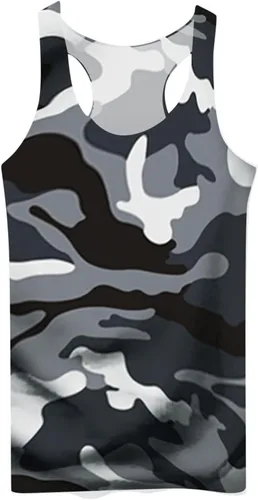 Vista 2 de WENKOMG1 Camiseta deportiva sin mangas para hombre, diseño de camuflaje, de secado rápido, camiseta musculosa