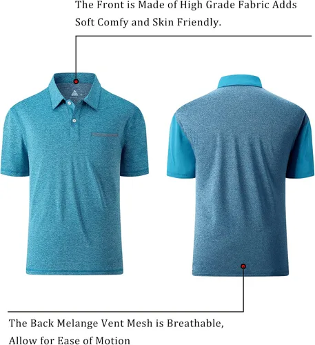 Vista 47 de V VALANCH Polo de golf de manga corta para hombre, estilo casual, con cuello que absorbe la humedad