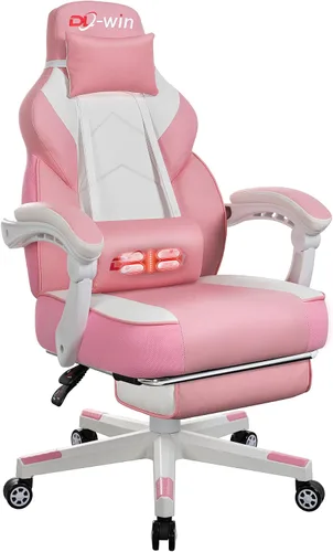 Vista 7 de Shintenchi Silla para videojuegos, silla de computadora con reposapiés y soporte lumbar, silla de videojuegos ajustable en altura, silla