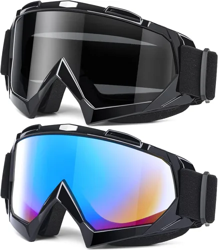 Vista 11 de MAMBAOUT Gafas de motocross para adultos, paquete de 2 gafas de motocicleta ATV para hombres y mujeres, gafas de visión amplia para montar fuera