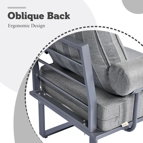 Vista 4 de HOOOWOOO Juego de 4 muebles de patio al aire libre, sofá de conversación moderno exterior de aluminio, asiento de sofá resistente a la intemperie