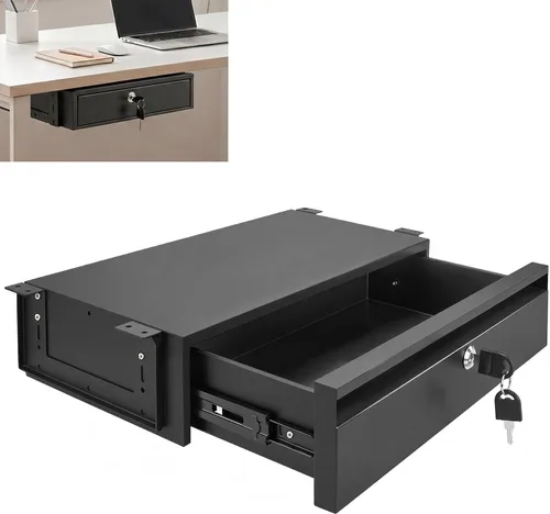 Vista 12 de Cajón debajo del escritorio para escritorio de 18 pulgadas, altura ajustable, organizador de almacenamiento extraíble con extensión deslizante