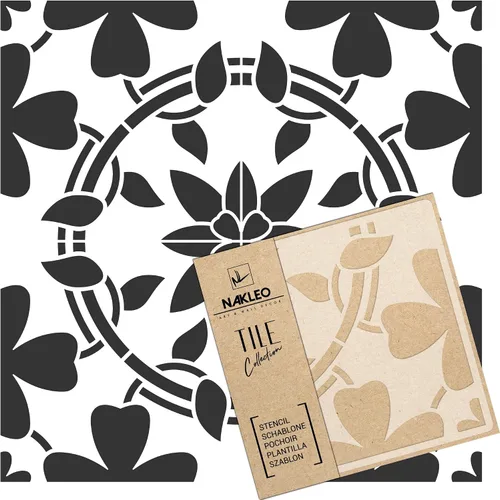 Vista 7 de NAKLEO Plantilla de plástico reutilizable para azulejos, flor de diente de león de Alicante, geométrica marroquí, bloque de pavimento, piso