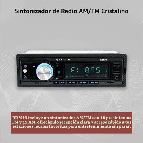 Vista 6 de Rockville RDM18 V2 in-Dash Coche Digital Medios Bluetooth AM/FM/MP3