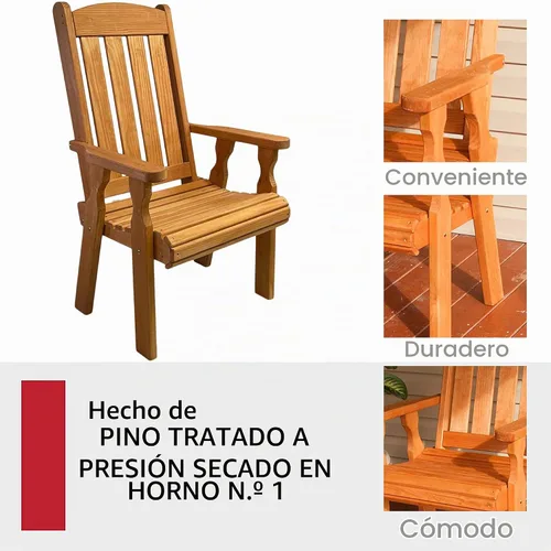 Vista 5 de Amish Casual Silla de patio tratada con misión de respaldo alto de 600 libras (mancha de cedro)