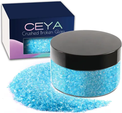 Vista 9 de Ceya - Conjunto de purpurina de vidrio irregular triturado en 32 colores, 640g/ 22.6 oz, chips de cristal metálico roto de 2-4mm, purpurina gruesa