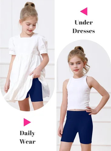 Vista 4 de Resinta Paquete de 6 pantalones cortos de ciclismo para niñas, ropa de verano, multicolor