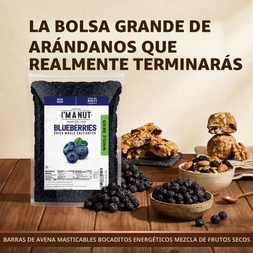 Vista 8 de Arándanos secos, 1 libra (16 oz), regordete y masticable, sin maní ni gluten
