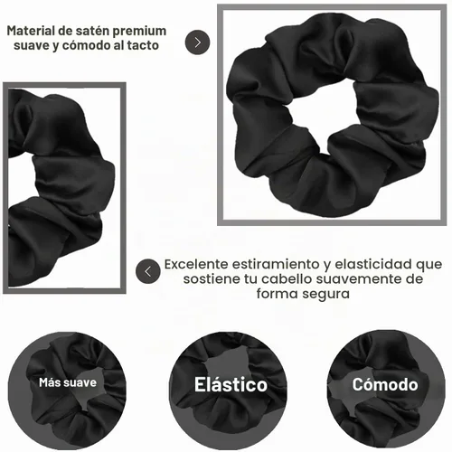 Vista 2 de IVARYSS Coleteros para el Cabello para Dormir, Satén Premium Más Suave que la Seda para Mujeres con Cabello Rizado, Lindas Bandas Elásticas