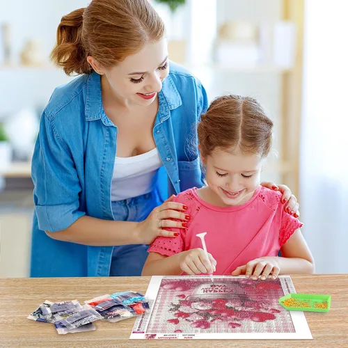Vista 6 de EOBROMD Kit de pintura artística de diamantes de flores, pinturas de diamantes de perforación completa para adultos principiantes, pintura