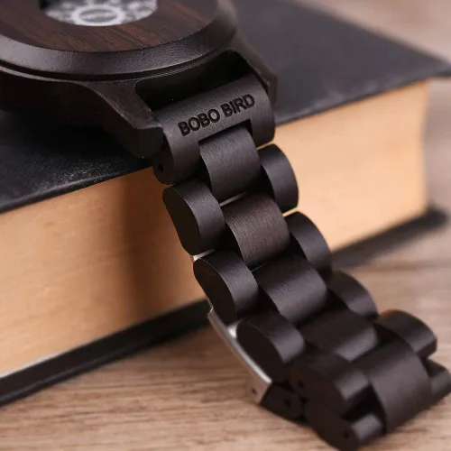 Vista 3 de BOBO BIRD Mens único moda clásico casual retro madera relojes lujo marca cuarzo relojes