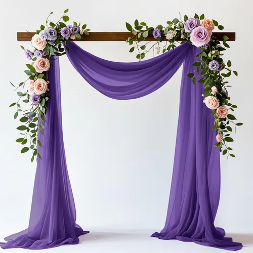 Vista 8 de 1 panel de 20 pies para arco de boda, tela transparente azul bebé para drapear, cortinas de gasa para arcos de boda, cortinas azul claro, cortinas