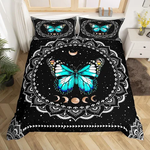 Vista 36 de Juego de funda de edredón de dibujos animados con lazo, tamaño individual, juego de ropa de cama a cuadros geométricos coloridos, decoración