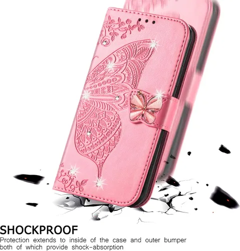 Vista 4 de CCSmall Para Xiaomi Redmi Note 11 4G Wallet Case, 3D Butterfly Flower PU Cuero con ranuras para tarjetas de crédito Titular Folio Teléfono Cubierta