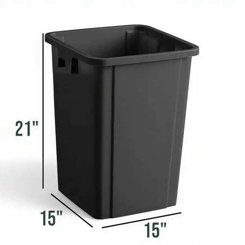 Vista 2 de Cubo de basura cuadrado negro de 19 galones, plástico de grado comercial, fácil limpieza, ideal para el hogar y la oficina