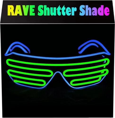 Vista 7 de Gafas de LED de Aqua Led de Neón electroluminiscentes para fiestas y disfraces modelo RB03., Púrpura + Azul